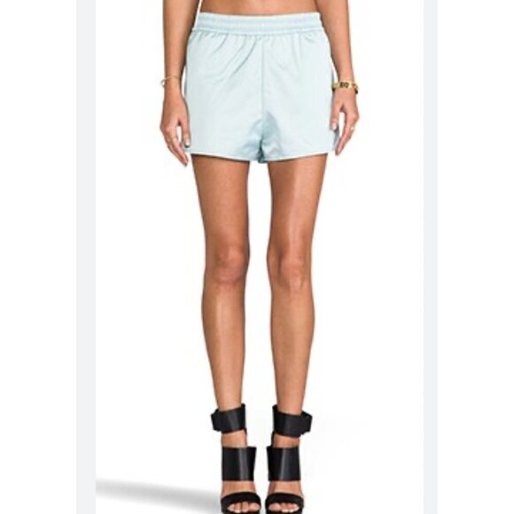 T by Alexander Wang Pants - T Alexander Wang Satin Track shorts in Celadon , Size XS H40